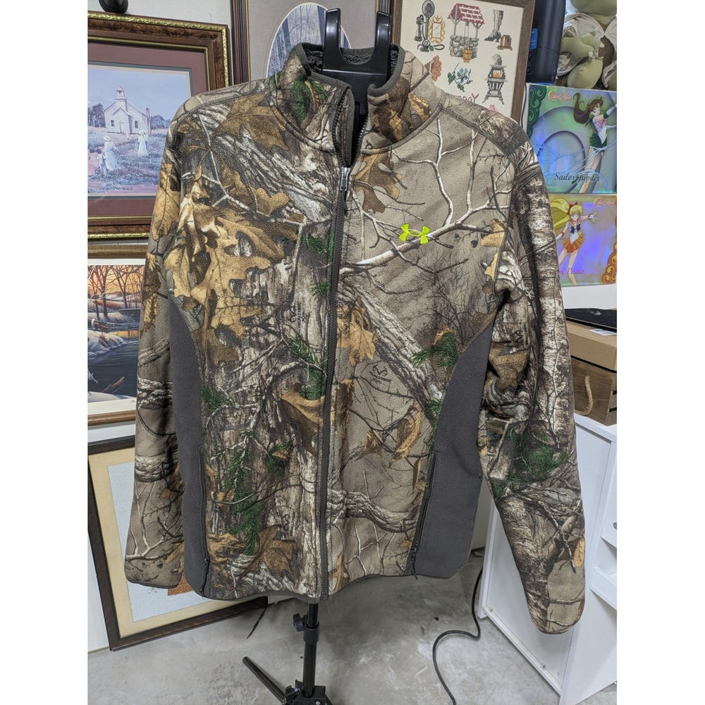 Under Armour Mens XL RealTree Xtra Camo Sherpa Lined Full Zip Fleece Jacket